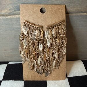 Bar Fringe Leaf Statement Earrings